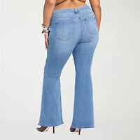 JS Jessica Simpson Embroidered Womens Plus High Rise Flare Leg Jean