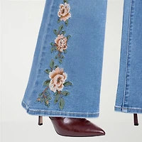 JS Jessica Simpson Embroidered Womens Plus High Rise Flare Leg Jean