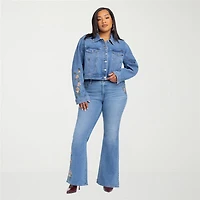 JS Jessica Simpson Embroidered Womens Plus High Rise Flare Leg Jean