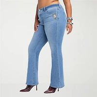 JS Jessica Simpson Embroidered Womens Plus High Rise Flare Leg Jean