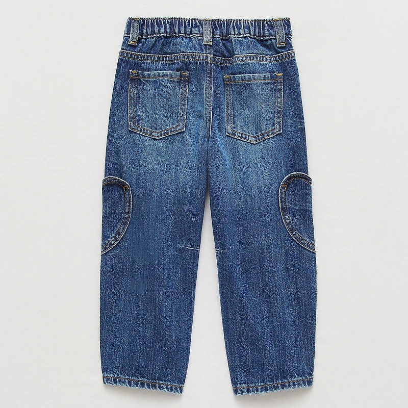 Okie Dokie Toddler & Little Girls Adjustable Waist Barrel Leg Jean
