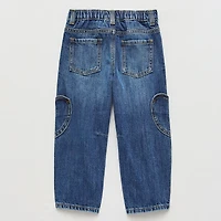 Okie Dokie Toddler & Little Girls Adjustable Waist Barrel Leg Jean