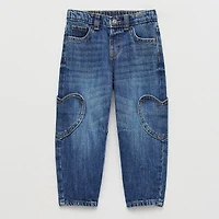 Okie Dokie Toddler & Little Girls Adjustable Waist Barrel Leg Jean