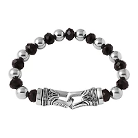 Mens Crystal and Stainless Steel Bead Bracelet