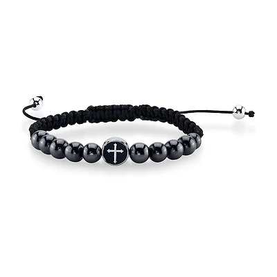 J.P. Army Men's Jewelry Stainless Steel 8 1/2 Inch Bead Cord Bracelet