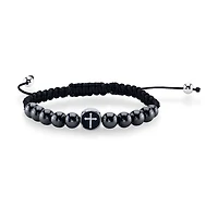 J.P. Army Men's Jewelry Stainless Steel 8 1/2 Inch Bead Cord Bracelet