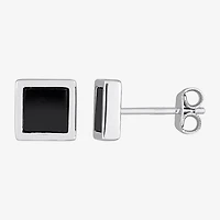 Genuine Black Hematite Sterling Silver 7.5mm Stud Earrings