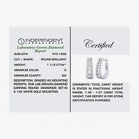 (G / Si2) Womens 1 1/2 CT. T.W. Lab Grown White Diamond 14K Gold 20.9mm Hoop Earrings