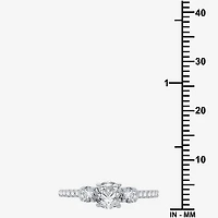 (H-I / I1) Womens 1 1/4 CT. T.W. Lab Grown White Diamond 10K Gold Round Side Stone 3-Stone Engagement Ring