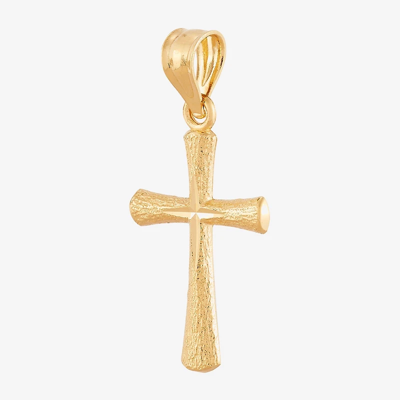 14K Yellow Gold Diamond-Cut Mini Cross Charm