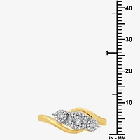 Womens 1/4 CT. T.W. Lab Grown White Diamond 14K Gold Over Silver Sterling Silver 3-Stone Cocktail Ring