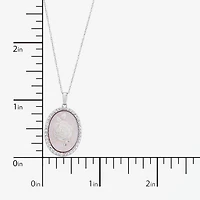 Cameo Womens Pink Mother Of Pearl Sterling Silver Flower 18 Inch Pendant Necklace