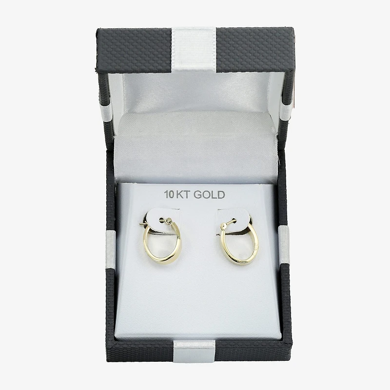 Womens 10K Gold 15mm Oval Hoop Earrings