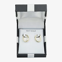 Womens 10K Gold 15mm Oval Hoop Earrings