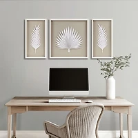 Madison Park Sabal Palm Rice Paper Shadow Box 3-pc. Wall Art Set