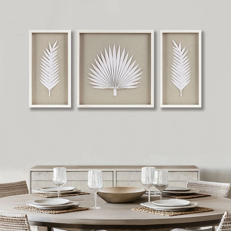 Madison Park Sabal Palm Rice Paper Shadow Box 3-pc. Wall Art Set