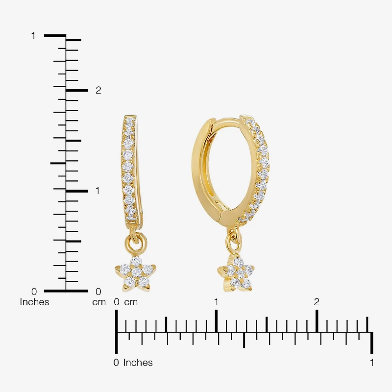 Silver Treasures Womens Cubic Zirconia 14K Gold Over Silver Star Drop Earrings