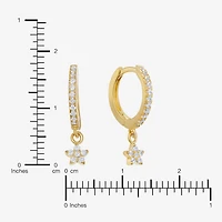 Silver Treasures Womens Cubic Zirconia 14K Gold Over Silver Star Drop Earrings