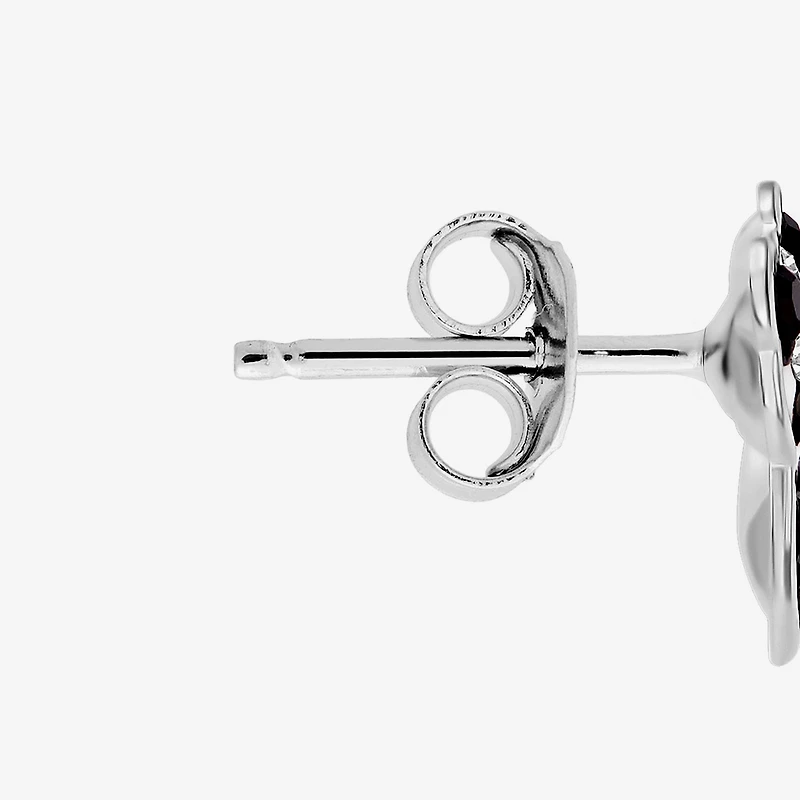 Silver Treasures Panda Multi Color Crystal Sterling Silver 8.6mm Stud Earrings