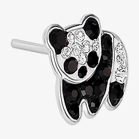 Silver Treasures Panda Multi Color Crystal Sterling Silver 8.6mm Stud Earrings