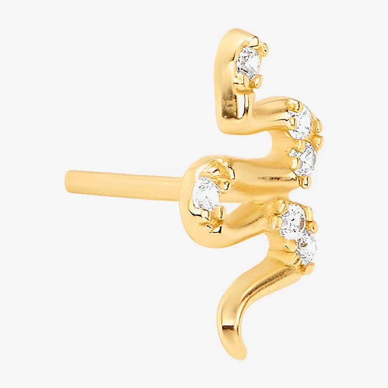 Silver Treasures Snake Cubic Zirconia 14K Gold Over Silver 9.9mm Stud Earrings