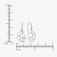 Silver Treasures Womens Sterling Silver Moon Star Drop Earrings