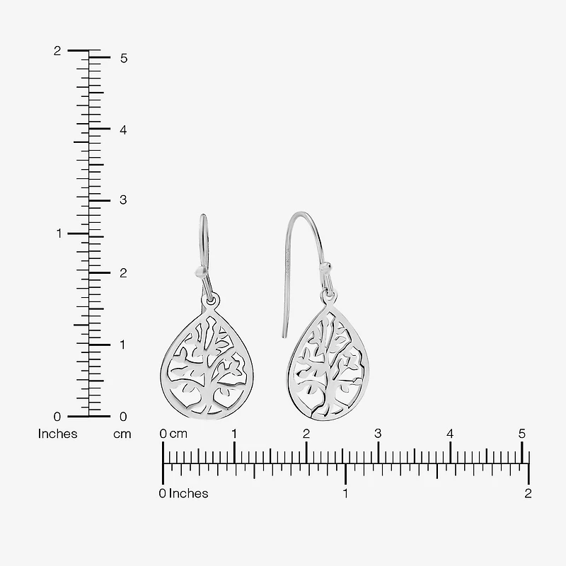 Silver Treasures Tree Womens Sterling Silver Drop Earrings