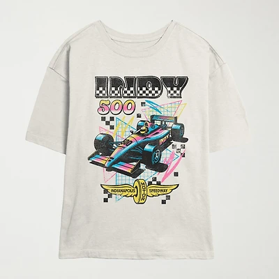 Indy 500 Tee Womens Juniors Crew Neck Short Sleeve Regular Fit Graphic T-Shirt