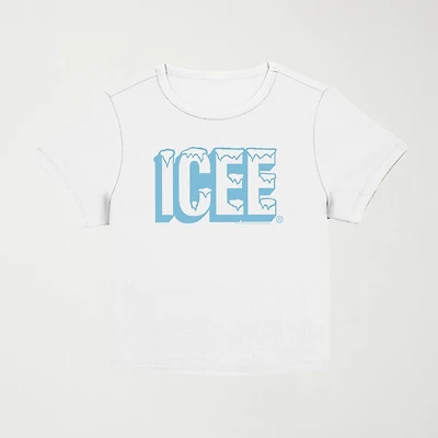Icee Cropped Tee Womens Juniors Crew Neck Short Sleeve Regular Fit Graphic T-Shirt