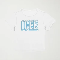 Icee Cropped Tee Womens Juniors Crew Neck Short Sleeve Regular Fit Graphic T-Shirt