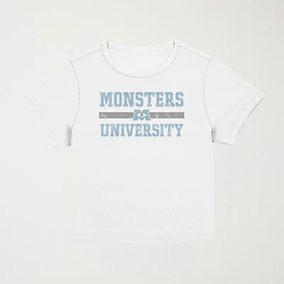 Pixar Monsters University Baby Tee Womens Juniors Crew Neck Short Sleeve Regular Fit Graphic T-Shirt