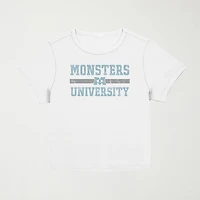 Pixar Monsters University Baby Tee Womens Juniors Crew Neck Short Sleeve Regular Fit Graphic T-Shirt