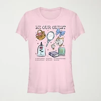 Womens Juniors Crew Neck Short Sleeve Regular Fit Belle Princess Graphic T-Shirt
