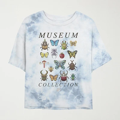 Animal Crossing Museum Collection Cropped Womens Juniors Crew Neck Short Sleeve Regular Fit Nintendo Graphic T-Shirt