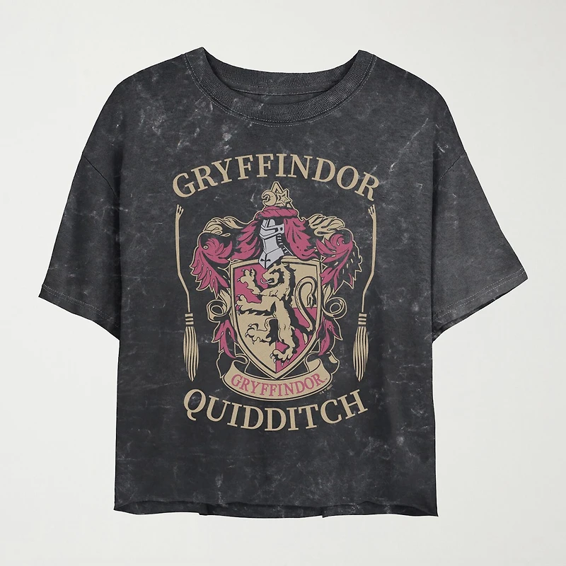 Harry Potter Gryffindor Quidditch Cropped Tee Womens Juniors Crew Neck Short Sleeve Regular Fit Graphic T-Shirt