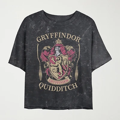 Harry Potter Gryffindor Quidditch Cropped Tee Womens Juniors Crew Neck Short Sleeve Regular Fit Graphic T-Shirt