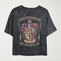 Harry Potter Gryffindor Quidditch Cropped Tee Womens Juniors Crew Neck Short Sleeve Regular Fit Graphic T-Shirt