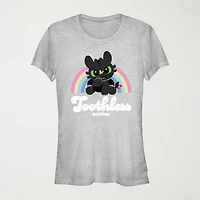 How To Train Your Dragon Toothless Rainbow Tee Womens Juniors Crew Neck Short Sleeve Regular Fit Graphic T-Shirt