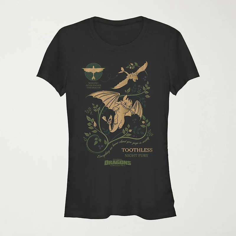 How To Train Your Dragon Tee Womens Juniors Crew Neck Short Sleeve Regular Fit Graphic T-Shirt