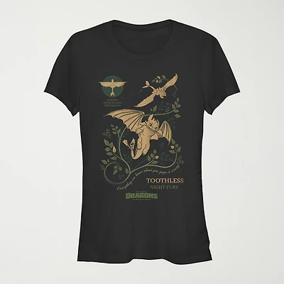 How To Train Your Dragon Tee Womens Juniors Crew Neck Short Sleeve Regular Fit Graphic T-Shirt