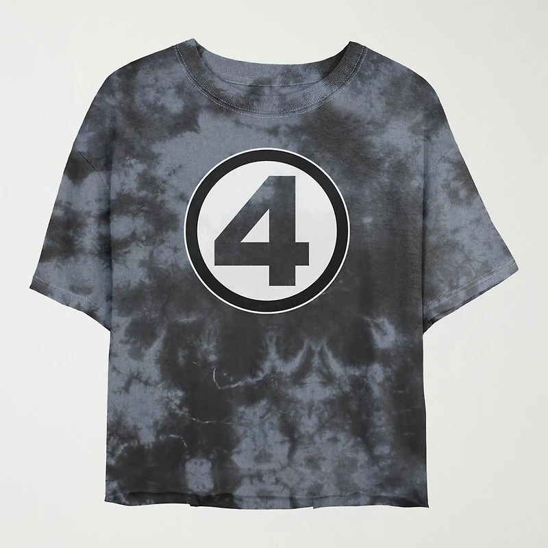 Fantastic 4 Cropped Tee Womens Juniors Crew Neck Short Sleeve Regular Fit Graphic T-Shirt