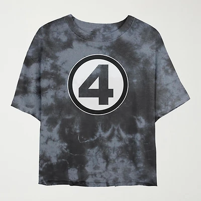 Fantastic 4 Cropped Tee Womens Juniors Crew Neck Short Sleeve Regular Fit Graphic T-Shirt