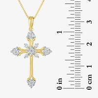 G-H / Si2-I1) Womens 1/ CT. T.W. Lab Grown White Diamond 14K Gold Over Silver Sterling Silver Cross 18 Inch Pendant Necklace