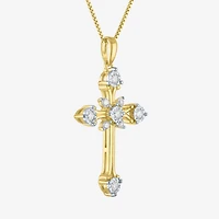G-H / Si2-I1) Womens 1/ CT. T.W. Lab Grown White Diamond 14K Gold Over Silver Sterling Silver Cross 18 Inch Pendant Necklace