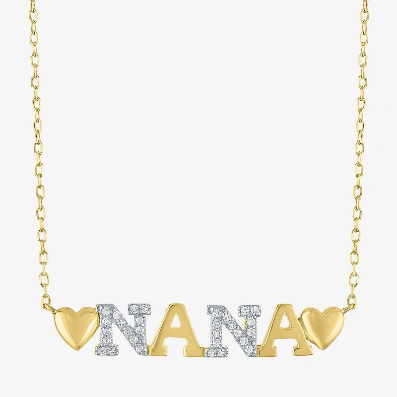 Nana (G-H / Si2-I1) Womens 1/10 CT. T.W. Lab Grown White Diamond 14K Gold Over Silver 18 Inch Pendant Necklace
