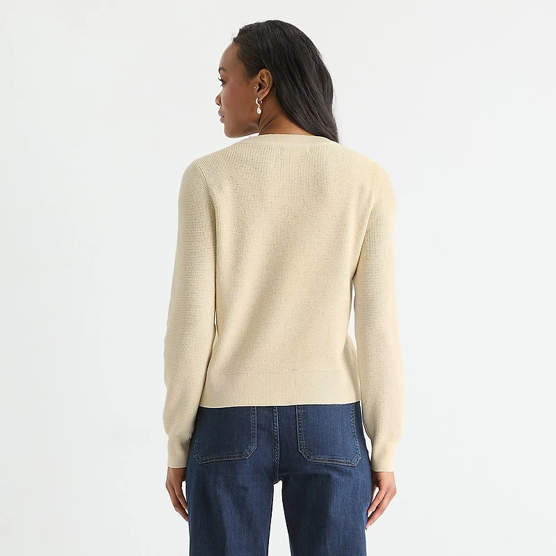Liz Claiborne Womens Crew Neck Long Sleeve Pullover Sweater