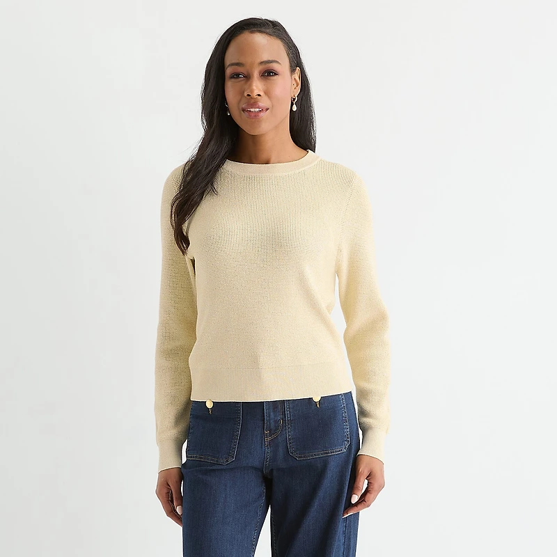 Liz Claiborne Womens Crew Neck Long Sleeve Pullover Sweater