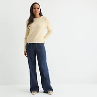 Liz Claiborne Womens Crew Neck Long Sleeve Pullover Sweater