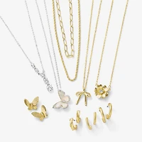 Sparkle Allure Womens 14K Gold Over Brass 3 Pair Earring Set