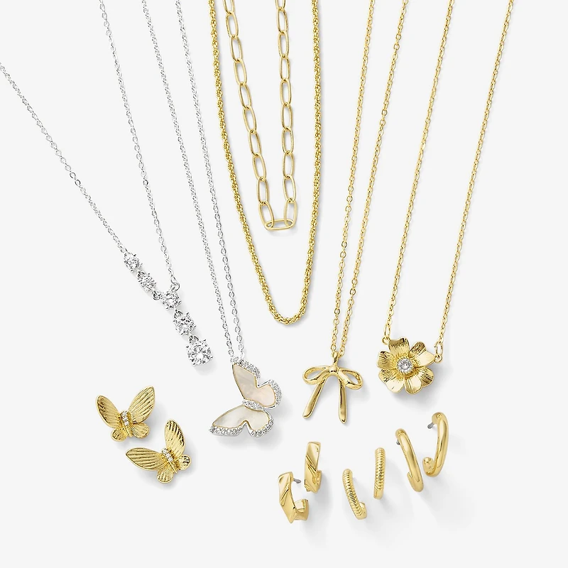 Sparkle Allure Womens 14K Gold Over Brass Bow 16 Inch Pendant Necklace